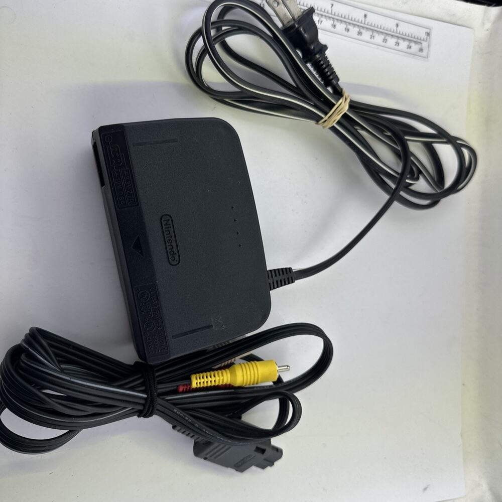 OEM Nintendo 64 N64 Power Supply Cord Brick & Official AV RCA Cable Hookup Lot